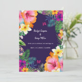Kleurrijke tropische Hawaiiaanse Bloemen Huwelijk Kaart (Staand voorkant)