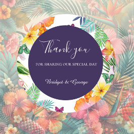 Kleurrijke tropische Hawaiiaanse Bloemen Huwelijk Ronde Sticker