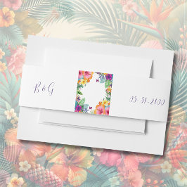 Kleurrijke tropische Hawaiiaanse Bloemen Huwelijk Uitnodigingen Wikkel