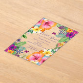 Kleurrijke tropische Hawaiiaanse Bloemen vrijgezel Acryl Uitnodigingen (Laagn)