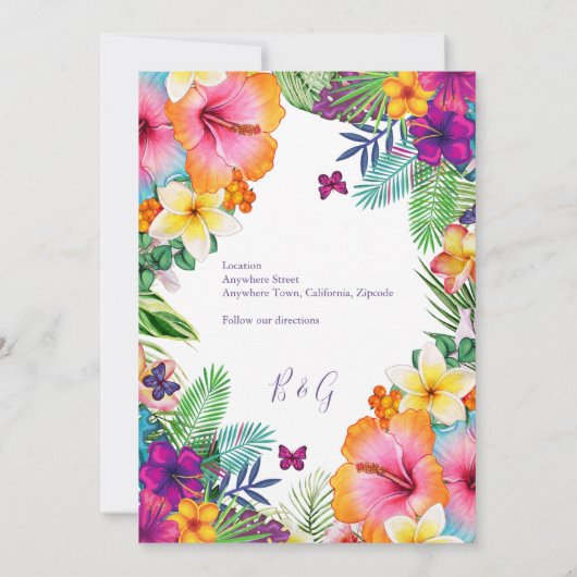 Kleurrijke tropische Hawaiian Floral veilig de dat Kaart (Achterkant)