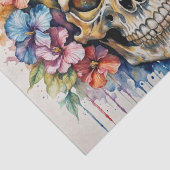 Kleurrijke Tropische Hibiscus Schedel Decoupage Tissuepapier (Detail)