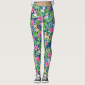 Kleurrijke tropische honden leggings (Voorkant)