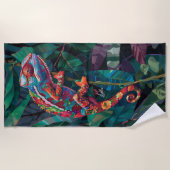 Kleurrijke tropische kameleon strandlaken (Voorkant)