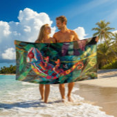 Kleurrijke tropische kameleon strandlaken