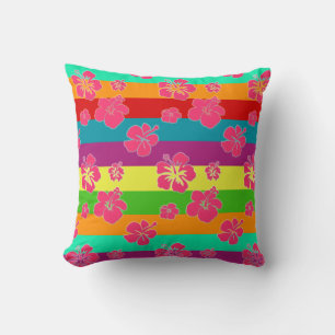Kleurrijke Tropische Kleuren met Hibiscus Kussen