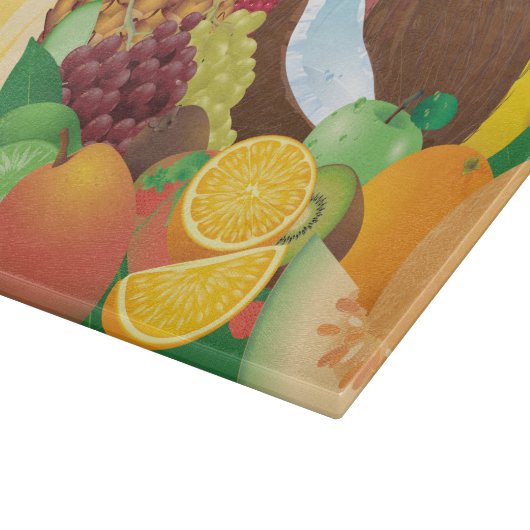 Kleurrijke tropische kokosnoot keuken snijplank (Hoek)