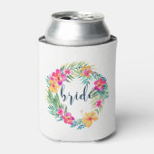 Kleurrijke Tropische krans bruid typografie Blikjeskoeler (Blikje Voorkant)