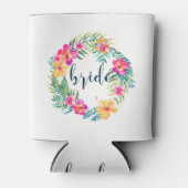 Kleurrijke Tropische krans bruid typografie Blikjeskoeler (Voorkant)