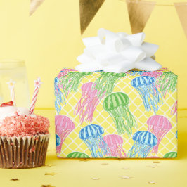 Kleurrijke tropische kwal quetrefoil patroon cadeaupapier