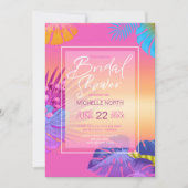 Kleurrijke Tropische Leave Sunset Vrijgezellenfees Kaart (Voorkant)