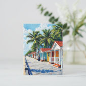 Kleurrijke Tropische Levendige Strandhuisjes Briefkaart (Staand voorkant)