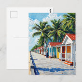 Kleurrijke Tropische Levendige Strandhuisjes Briefkaart (Voorkant / Achterkant)