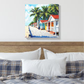 Kleurrijke Tropische Levendige Strandhuisjes Canvas Afdruk (Insitu (Slaapkamer))