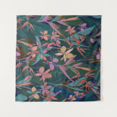 Kleurrijke tropische oerwouden bladeren en bloemen wandkleed (Voorkant (horizontaal))