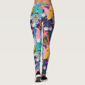 Kleurrijke tropische oerwouden bloemen & bladeren leggings (Achterkant)
