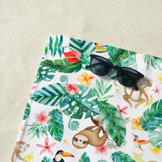 Kleurrijke tropische Oerwouden gepersonaliseerd Strandlaken (In situ)