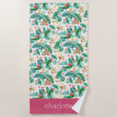 Kleurrijke tropische Oerwouden gepersonaliseerd Strandlaken (Voorkant)