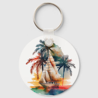 Kleurrijke tropische palm en Sleutelhanger in de z