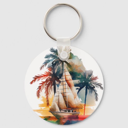 Kleurrijke tropische palm en Sleutelhanger in de z (Achterkant)