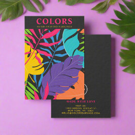 Kleurrijke tropische palmbladeren oorbellen houder visitekaartje