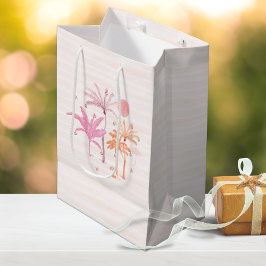 Kleurrijke tropische palmboom Kerstmis Medium Cadeauzakje