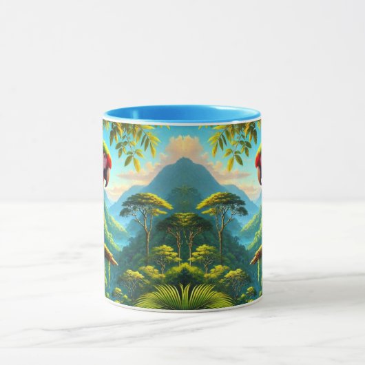 Kleurrijke tropische papegaai blauw groene Mok (Midden)