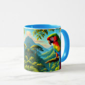 Kleurrijke tropische papegaai blauw groene Mok (Voorkant rechts)