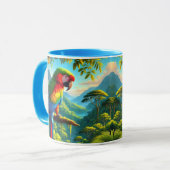 Kleurrijke tropische papegaai blauw groene Mok (Voorkant links)