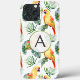 Kleurrijke Tropische Papegaai & Monogram Case-Mate iPhone Case