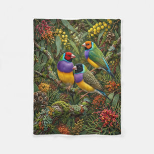 Kleurrijke Tropische Papegaaien En Bloemen Wilde D Fleece Deken