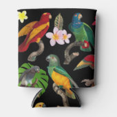 Kleurrijke tropische parrots, bladeren en bloemen blikjeskoeler (Voorkant)