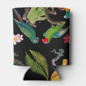 Kleurrijke tropische parrots, bladeren en bloemen blikjeskoeler (Achterkant)