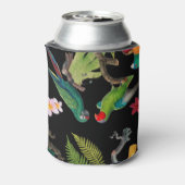 Kleurrijke tropische parrots, bladeren en bloemen blikjeskoeler (Blikje Achterkant)