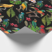 Kleurrijke tropische parrots, bladeren en bloemen cadeaupapier (Hoek)