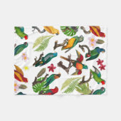 Kleurrijke tropische parrots, bladeren en bloemen fleece deken (Voorkant (Horizontaal))