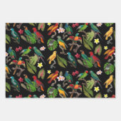 Kleurrijke tropische parrots, bladeren en bloemen inpakpapier vel (Voorkant 3)