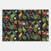 Kleurrijke tropische parrots, bladeren en bloemen inpakpapier vel (Voorkant 2)