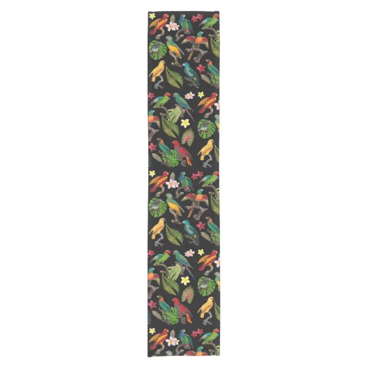 Kleurrijke tropische parrots, bladeren en bloemen korte tafelloper (Voorkant)