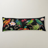 Kleurrijke tropische parrots, bladeren en bloemen lichaamskussen (Achterkant)