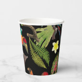 Kleurrijke tropische parrots, bladeren en bloemen papieren bekers (Achterkant)