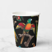 Kleurrijke tropische parrots, bladeren en bloemen papieren bekers (Links)