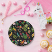 Kleurrijke tropische parrots, bladeren en bloemen papieren bordje (Feest)