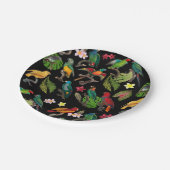 Kleurrijke tropische parrots, bladeren en bloemen papieren bordje (Gekanteld)