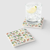 Kleurrijke tropische parrots, bladeren en bloemen stenen onderzetter (Zijkant)