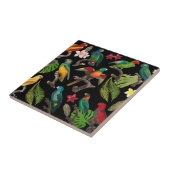 Kleurrijke tropische parrots, bladeren en bloemen tegeltje (Zijkant)