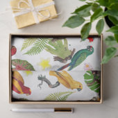 Kleurrijke tropische parrots, bladeren en bloemen tissuepapier (Geschenk)