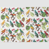 Kleurrijke tropische parrots, bladeren en bloemen tissuepapier (Voorkant)