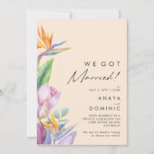 Kleurrijke Tropische | Perzik Trouwkaart Aankondig Kaart (Voorkant)