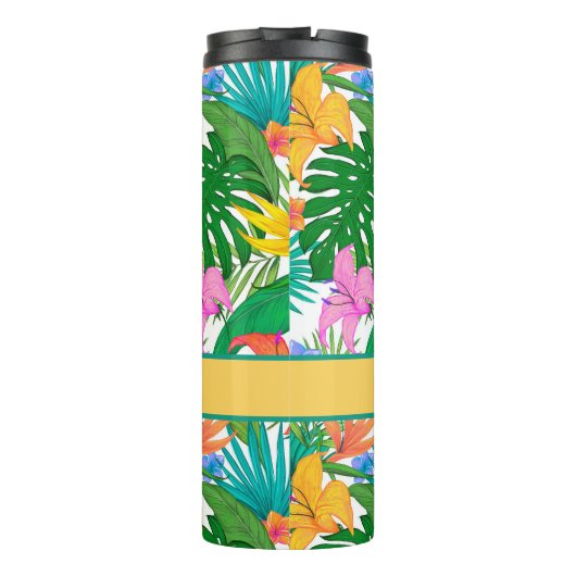 Kleurrijke tropische Planten op maat Thermosbeker (Achterkant)